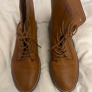 Brown Leather Lace-Up Boots